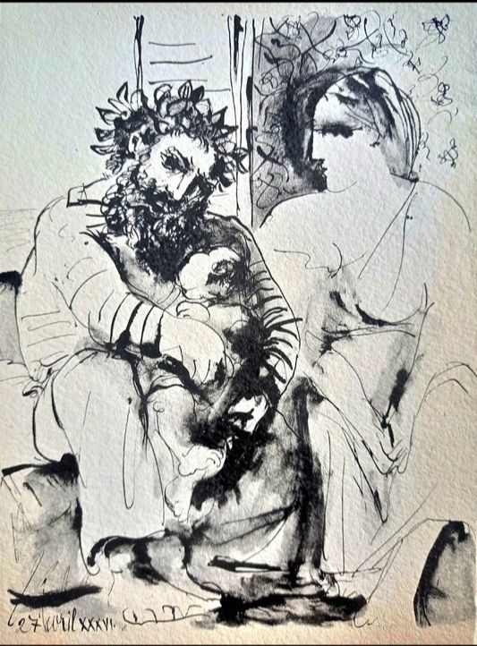 Трафарет Picasso - Pablo Picasso, The Family, Original Lithograph on Arches Paper, 1967
