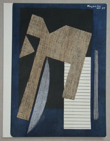 Трафарет Magnelli - Papier collé sur fond bleu, 1955