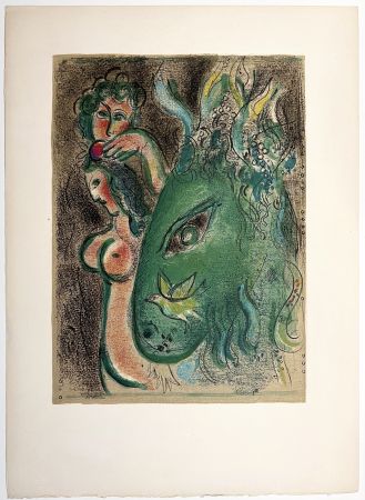 Литография Chagall - PARADIS. Lithographie originale à gandes marges pour DESSINS POUR LA BIBLE (1960)