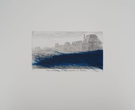 Гравюра Rainer - Paris, Hommage au Louvre en bleu