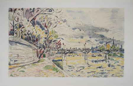 Литография Signac - Paris : La Passerelle des Arts vue des Quais de la Seine
