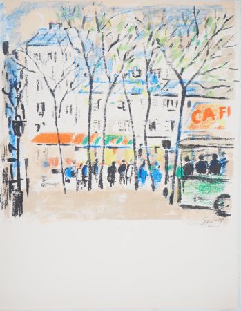 Литография Savary - Paris, Le marché vers Bastille