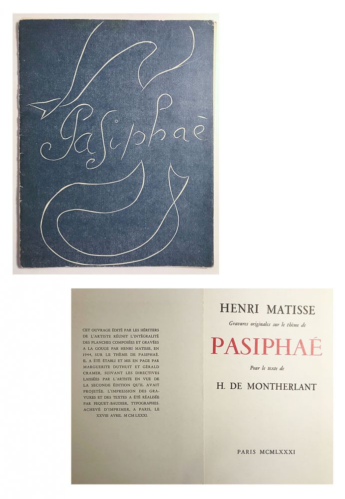 Иллюстрированная Книга Matisse - Pasiphae - Livret de présentation en reproduction