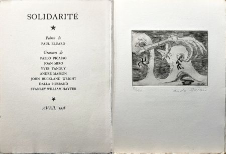 Офорт Masson - Paul Eluard. SOLIDARITÉ (avec Miró, Picasso, Tanguy, Masson, Hayter, Husband et Buckland Wright) GLM 1938