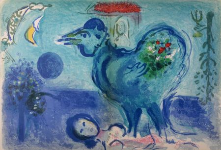 Литография Chagall - Paysage au Coq, 1958