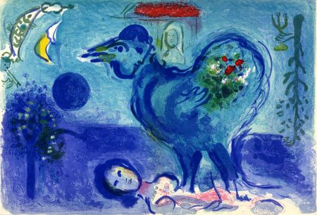 Литография Chagall - PAYSAGE AU COQ (Landscape with rooster) 1958.