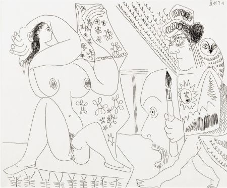 Гравюра Picasso - Peintre et modèle