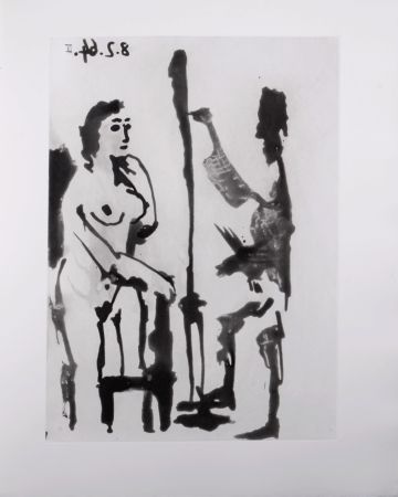 Акватинта Picasso - Peintre et modèle accoudé, 1966 - A fantastic original  etching (Aquatint) by the Master!