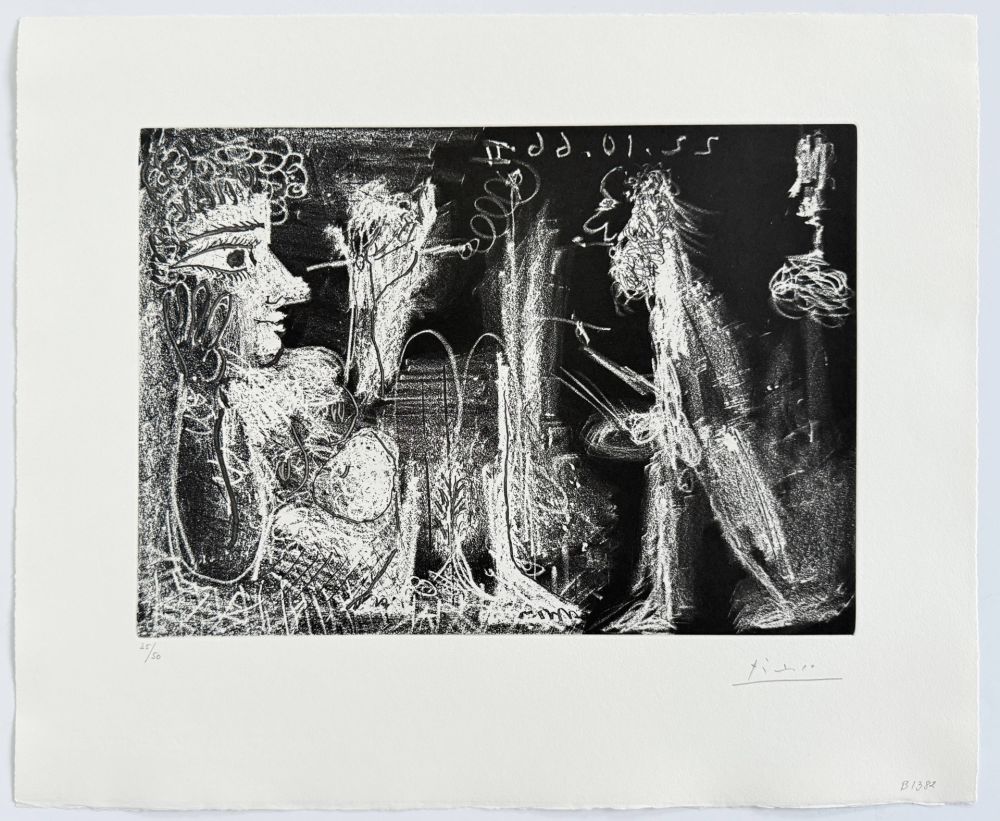 Офорт И Аквитанта Picasso - Peintre et modèle au fume-cigarette
