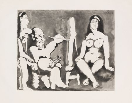 Акватинта Picasso - Peintre et Modèle avec une Spectatrice au Bandeau