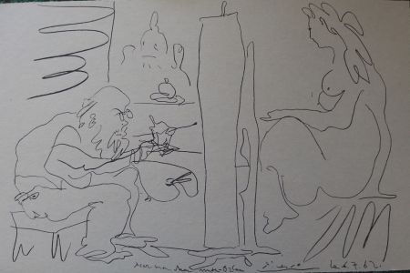 Литография Picasso - Peintre et modèle dans l'atelier