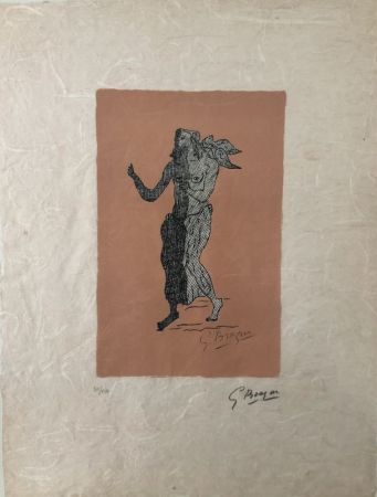 Литография Braque - Personnage sur fond rose 