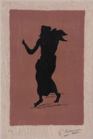 Литография Braque - Personnage sur fond rose 