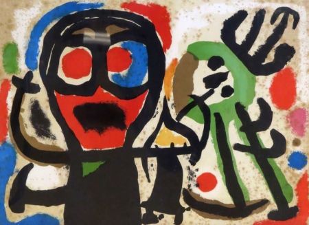 Литография Miró - Personnages et oiseaux (Figures and birds), 1963