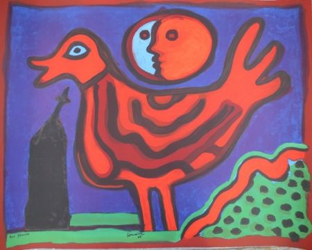 Литография Corneille - Petit oiseau rouge