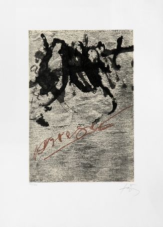 Литография Tàpies - Petite écriture marron