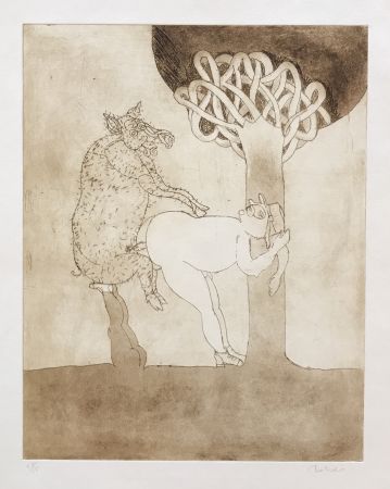 Гравюра Toledo - Pig and Man by Tree