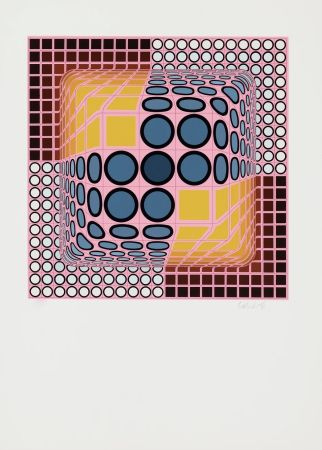Многоэкземплярное Произведение Vasarely - Pink Composition, c
