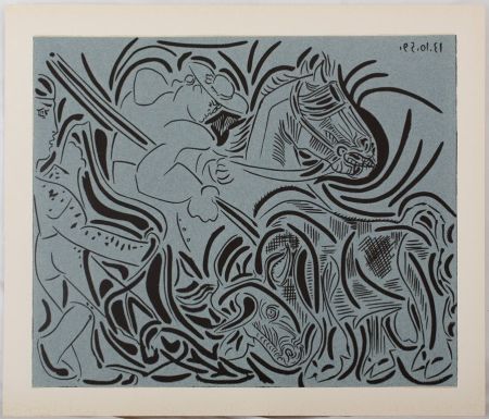 Линогравюра Picasso - Pique : Face au taureau