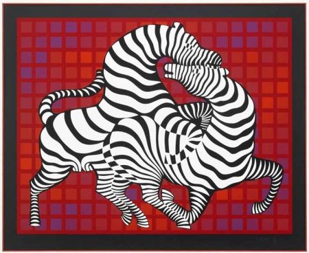 Сериграфия Vasarely - Playful Zebras