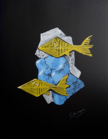 Литография Braque - Poissons dorés