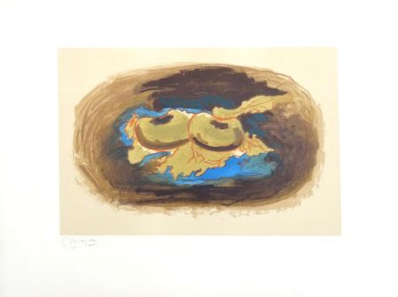 Литография Braque - Pommes et feuilles