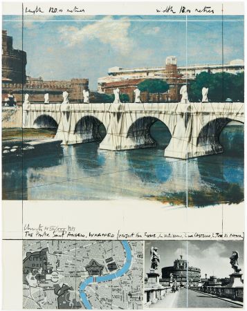 Многоэкземплярное Произведение Christo - Ponte Sant Angelo, Wrapped (Project for Rome)