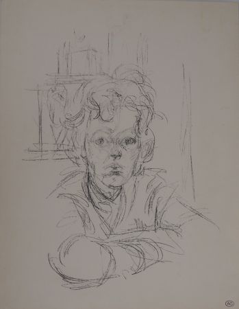 Литография Giacometti - Portrait d'Annette (signée du cachet)