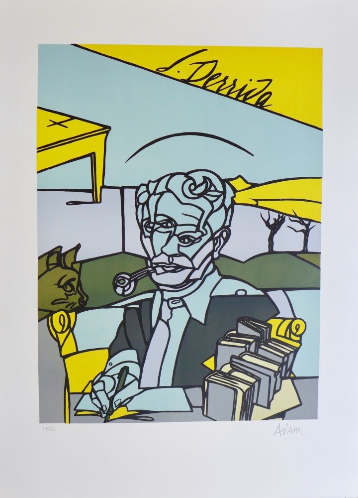 Литография Adami - Portrait de Jacques Derrida