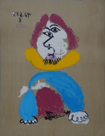 Литография Picasso - Portrait Imaginaire - Homme au col jaune