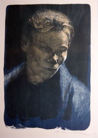Литография Kollwitz - Portrait of working class woman with blue towel