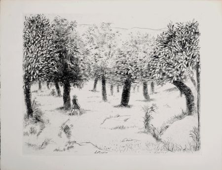 Офорт Lotiron - Promenade sous les arbres, 1946