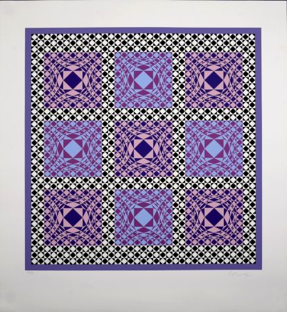 Сериграфия Vasarely - Purple Squares, 1986 -  Hand-signed!