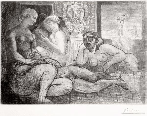 Офорт Picasso - ‚Quatre femmes nues et tete sculptée La Suite Vollard