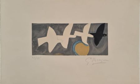 Литография Braque - Quatre oiseaux 