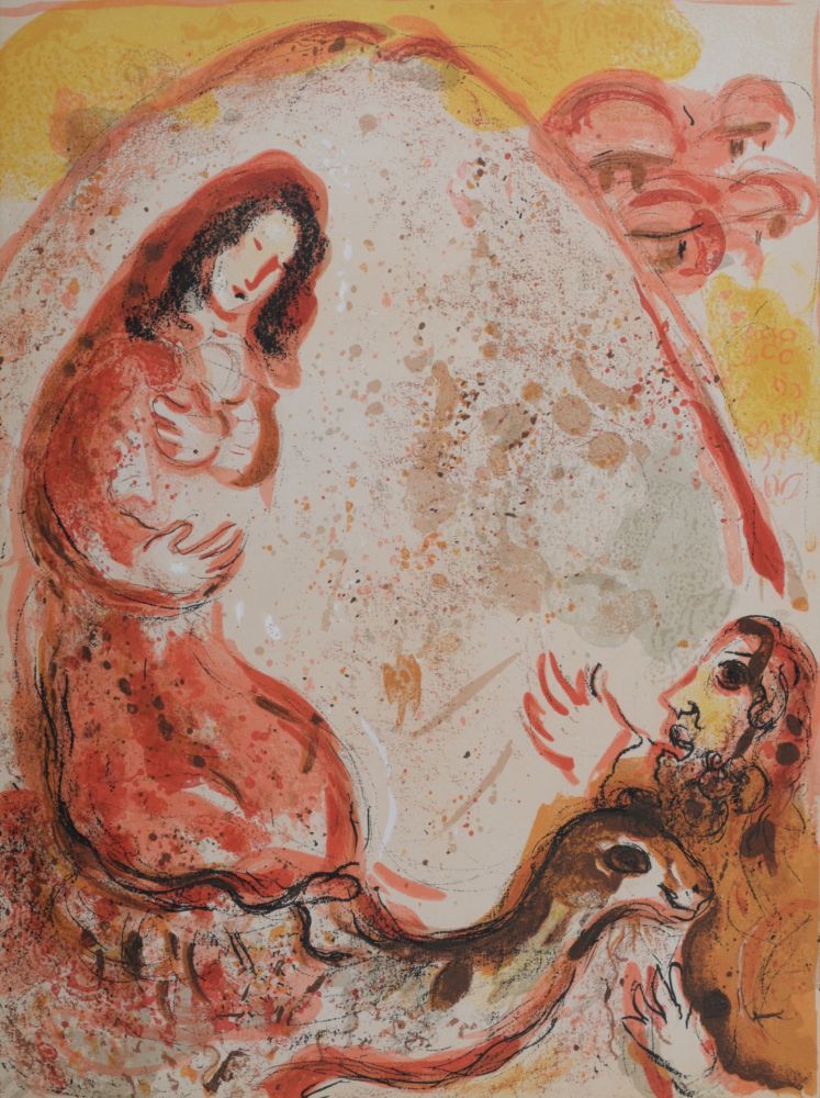 Литография Chagall - Rachel dérobe les idoles de son père, 1960