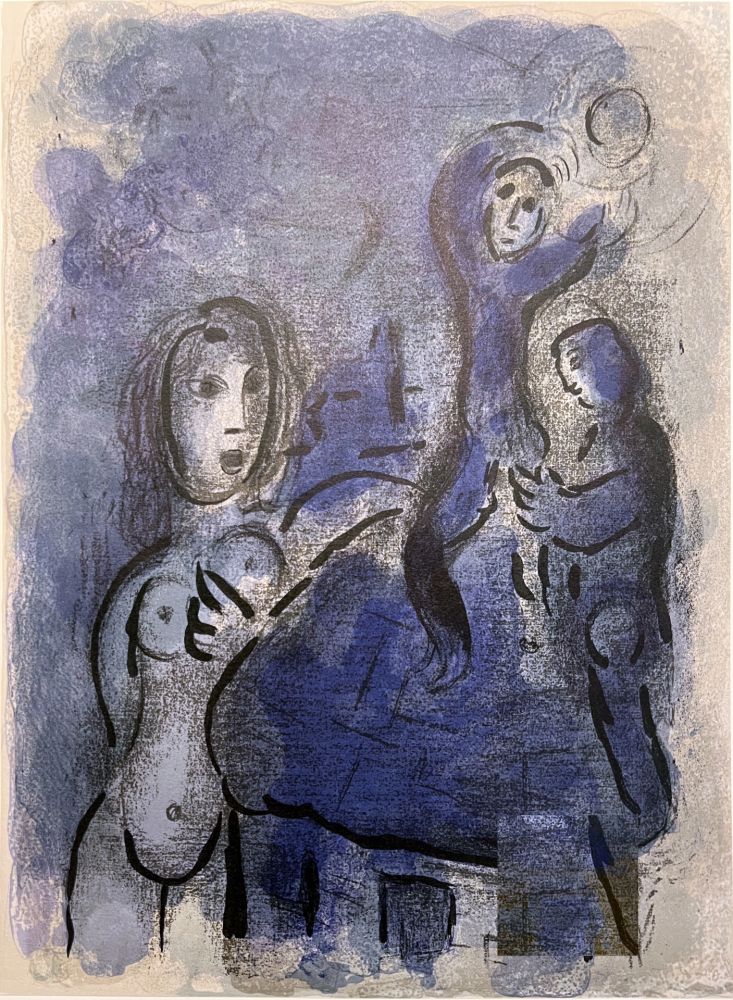 Литография Chagall - RAHAB ET LES ESPIONS DE JÉRICHO (Dessins pour la Bible, 1960)