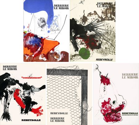 Иллюстрированная Книга Rebeyrolle - REBEYROLLE : Collection complète des 5 volumes de la revue DERRIÈRE LE MIROIR consacrés à Paul Rebeyrolle (parus de 1967 à 1976). 32 LITHOGRAPHIES ORIGINALES.