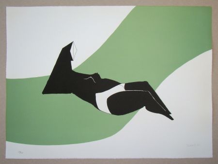 Литография Chadwick - Reclining Figure on Green Wave