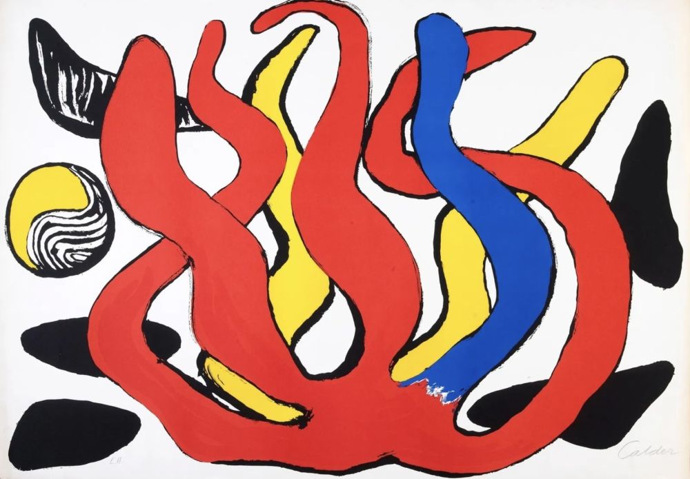 Литография Calder - Red, Yellow and Blue Coral with Shells