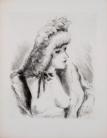 Офорт Dignimont - Regard amoureux, Portrait de femme, 1946