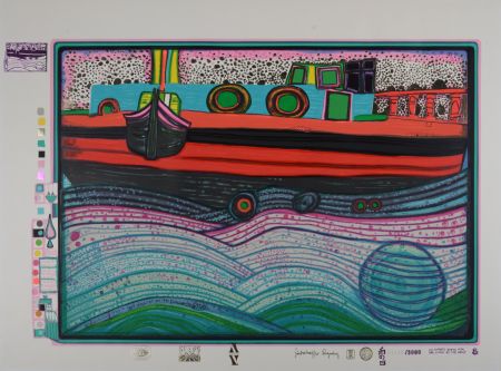 Сериграфия Hundertwasser - Regentag on Waves of Love, Plate 8, 1970-72