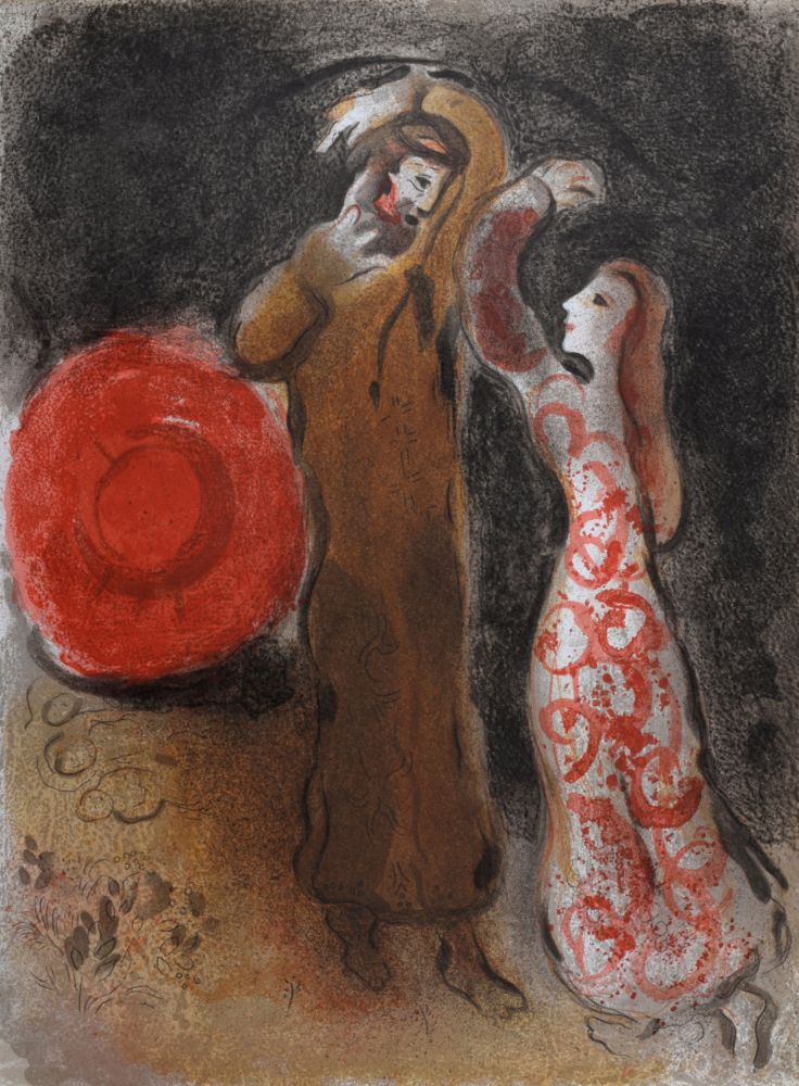 Литография Chagall - Rencontre de Ruth et de Booz, 1960