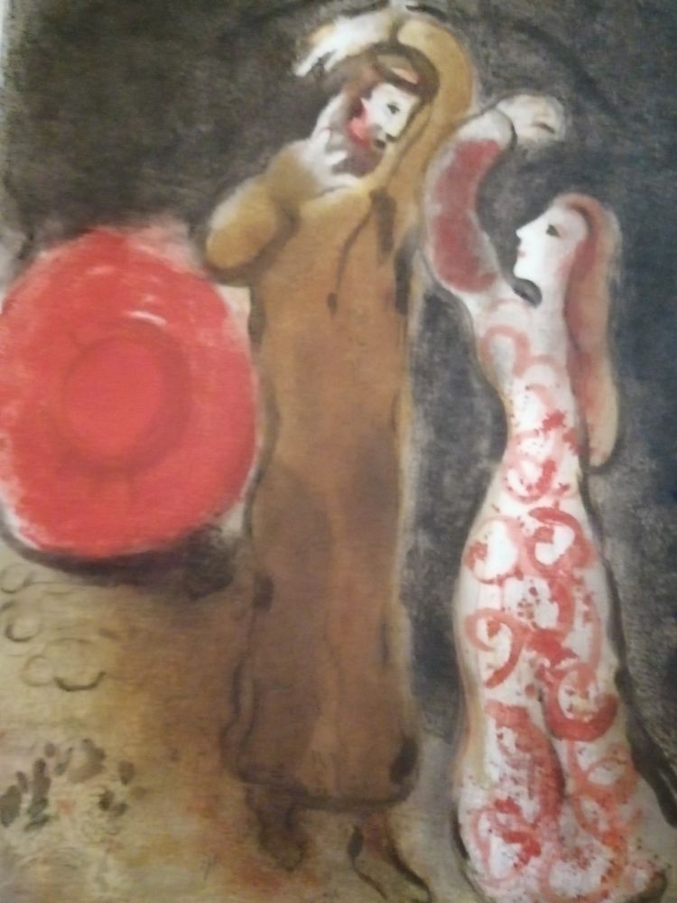 Литография Chagall - Rencontre entre Ruth et Booz