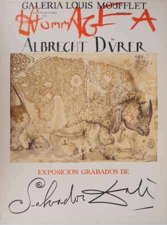 Литография Dali - Rhinocéros : Hommage à Albrecht Dürer