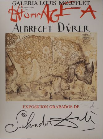 Литография Dali - Rhinocéros : Hommage à Albrecht Dürer