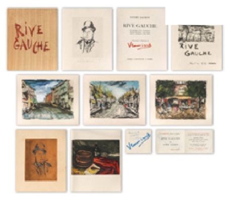 Иллюстрированная Книга Vlaminck - RIVE GAUCHE. Quartier latin - Plaisance - Montparnasse - Les Quais - Saint-Germain-des-Prés. Exemplaire sur Japon nacré avec suites, le cuivre du portrait et une aquarelle originale.