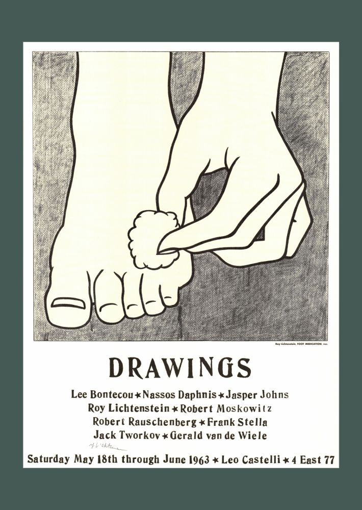 Литография Lichtenstein - Roy Lichtenstein: 'Foot Medication (Leo Castelli Mailer)' 1963 Offset-lithograph (Hand-signed)