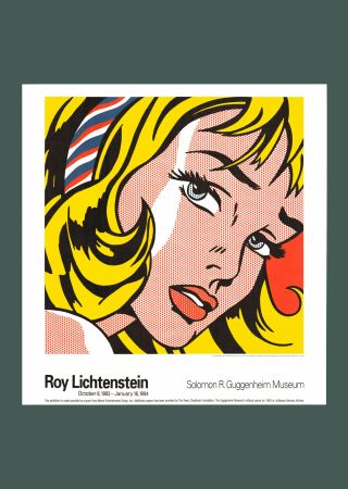 Литография Lichtenstein - Roy Lichtenstein: 'Girl with Hair Ribbon' 1993 Offset-lithograph