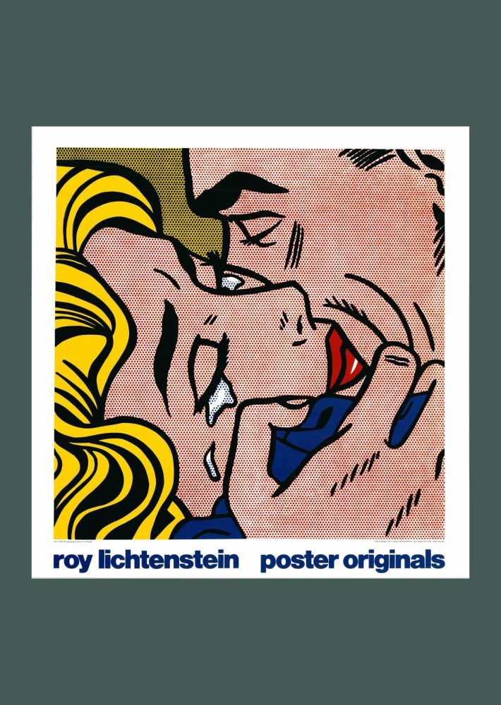 Литография Lichtenstein - Roy Lichtenstein: 'Kiss V' 1990 Offset-lithograph